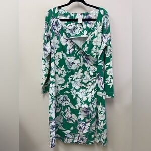 Soft Surroundings Green Floral Dress
